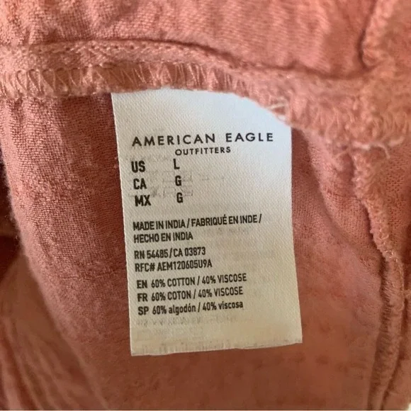 AMERICAN EAGLE Long Sleeve Babydoll Top Rose Mauve Pink Size Large - Picture 13 of 13